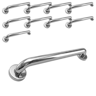Imagem de Barra de Apoio 50cm Inox Kit 9 Uni Idoso Suporte Deficiente Box Segura