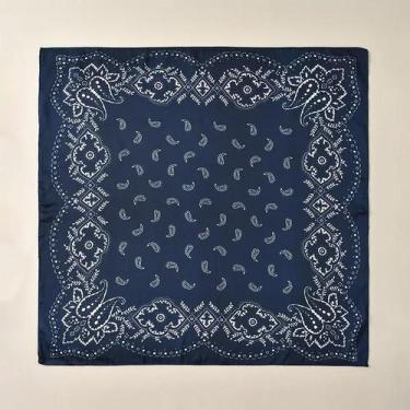 Imagem de Bandana Hip Hop Paisley Preta 68x68cm Lenço Quadrado Para Mulheres, Ho