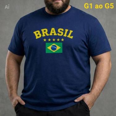 Imagem de Camiseta Plus Size do Brasil Algodão Premium Torcedor Tamanho Grande G