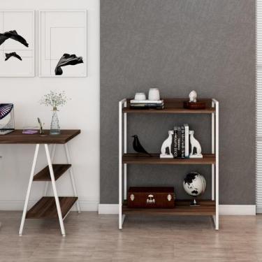 Imagem de Estante de Livros Industrial Aço 80CMX104CM 3 Prateleiras Kuadra Marro