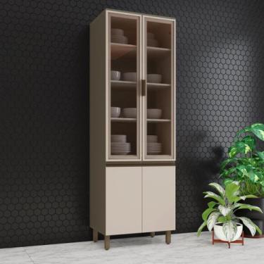 Imagem de Cristaleira 4 Portas 71,5cm 100% MDF Aurora Cinza/Duna/Cristal - Espre