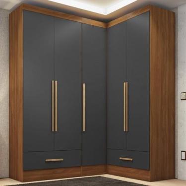 Imagem de Quarto Modulado de Canto 100% MDF 3 Peças 5 Portas 2 Gavetas Smart Plu