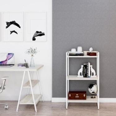 Imagem de Estante de Livros Industrial Aço 60CMX104CM 3 Prateleiras Kuadra Branc