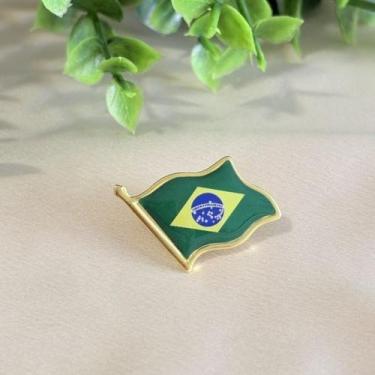 Imagem de Broche Bandeira do Brasil Dourado - Pistache Acessórios