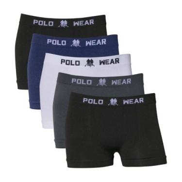 Imagem de Kit 5 Cuecas Boxer Polo Wear Infantil Microfibra Sortido, Colorido, G