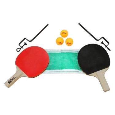 Imagem de Kit Ping-Pong 2 Raquetes + Suporte + Rede + 3 Bolinhas Bel - Bel Fix