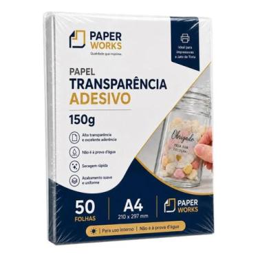 Imagem de Papel Transparente Adesivo A4 150g Jato De Tinta 50 Fls Branco - paper