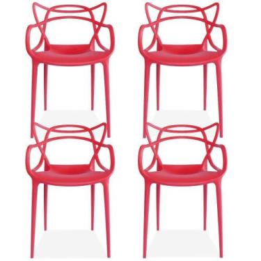Imagem de Kit 04 Cadeiras Decorativas Para Sala De Jantar Amsterdam Vermelho - L
