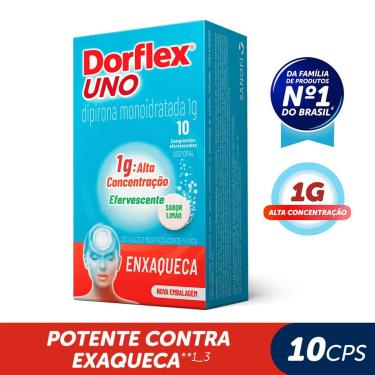 Imagem de Dorflex UNO para Enxaqueca Dipirona Monoidratada 1g 10 comprimidos efervescentes 10 Comprimidos Efervescentes