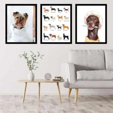 Imagem de Kit 3 Quadros Decorativos Cachorros - Pet Shop
