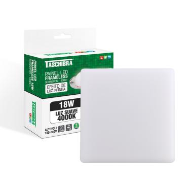 Imagem de Painel de Led Taschibra Frameless Quadrado Sobrepor 18W Bivolt 4000K Neutro Suave