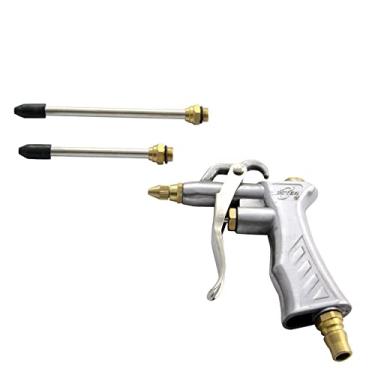 Imagem de GYYRFFMQ Pistola de soprar de ar industrial com bocal de fluxo de ar ajustável de latão e extensão de fluxo de ar 2 aço, ferramenta de acessório de compressor de ar pneumático para limpeza de poeira pistola de soprador de ar