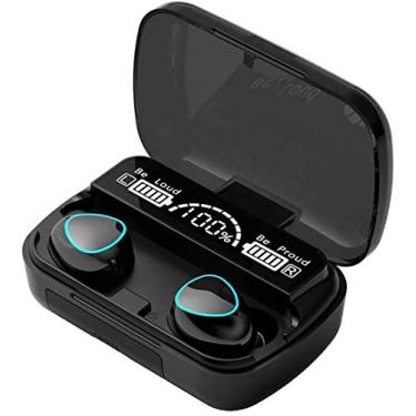 Imagem de SUNTON Fones de ouvido Bluetooth M10 TWS Fones de ouvido sem fio Bluetooth 5.1 Fones de ouvido sem fio, Fones de ouvido estéreo IPX7 à prova d'água sem fio com tela de LED de 2000 mAh, capa de carregamento/caixa preta