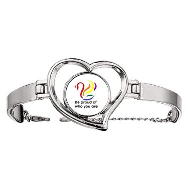 Imagem de N/A N/A Bracelete Be Proud of Who You are Art Deco Fashion Pulseira Coração Joias Fio Pulseira, medium, metal
