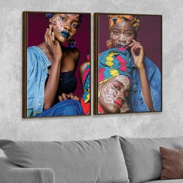 Imagem de Kit 2 Telas Canvas Com Moldura Mulheres Pintura