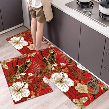Imagem de youyoucool Tapetes de cozinha coloridos para o chão, antiderrapante, conjunto de tapetes de cozinha e tapetes de cozinha de fazenda - 1 peça 40 x 61 cm