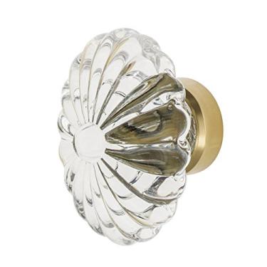 Imagem de Nostalgic Warehouse 749996 Puxador de armário de cristal oval de latão polido, 1-3/4"