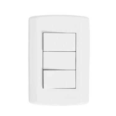 Imagem de Interruptor 2 Teclas Simples 2 X 4 Com Placa Branco Modular Pluzie