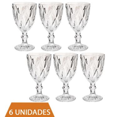 Imagem de 6 Copos Transparente Taças Diamante 300ml Para Agua Vinho