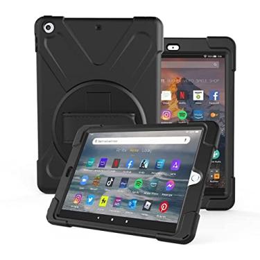 Imagem de Acessórios para tablets Para Amazon Fire 7 360 graus rotação PC + caixa de proteção de silicone com suporte e tira manual