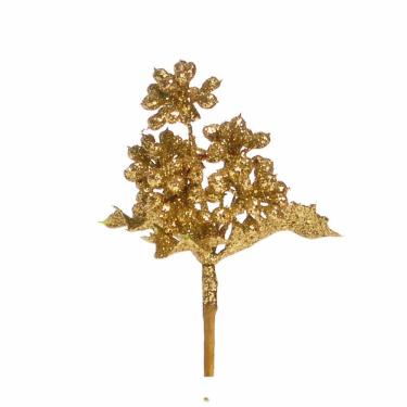 Imagem de Pick Galho Natalino Dourado/glitter 1un 15x10x5cm 1593854