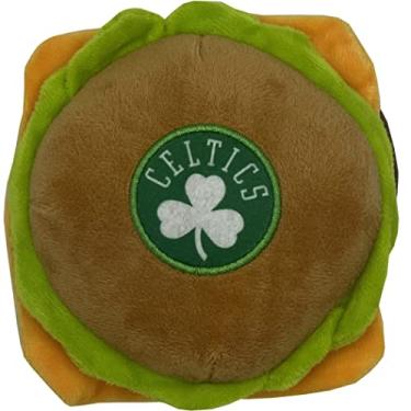 Imagem de Brinquedo de pelúcia NBA Boston Celtics hambúrguer de queijo para cães e gatos - Brinquedo de pelúcia para cães e gatos com barulho interno e lindo nome do time de basquete