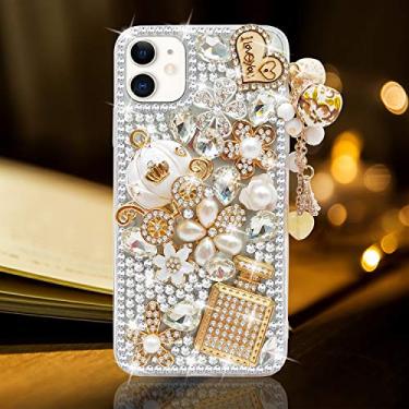 Imagem de Guppy Capa para iPhone Xs Max feminina luxo 3D bling brilhante strass diamante cristal pérola pingente feito à mão torre de ferro abóbora carro flores capa protetora macia anti-queda para iPhone Xs Max