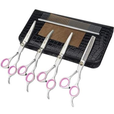 Imagem de LILYS PET Terno profissional de tesouras de cuidados para caes de estimacao, tesouras de corte, curvadas e desbaste (15 cm)