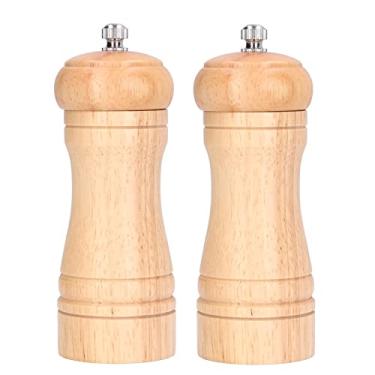 Imagem de EVTSCAN Conjunto de 2 peças de moedor de sal e pimenta de madeira – moedores de grossura ajustáveis, saleiro para cozinha e restaurante (14,5 cm)