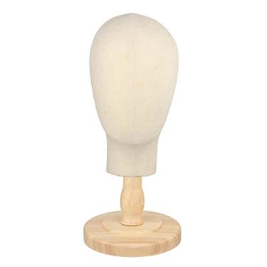 Imagem de Almencla Cabeça de manequim para exibição de forma de cabeça de cabeça de manequim acessórios de cabeça fixável modelo masculino fácil de instalar suporte de peruca de cabeça de manequim estável, base de grão de madeira