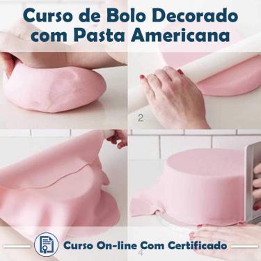 Imagem de Curso online em videoaula de Bolos Decorados com Pasta Americana com Certificado + 2 brindes