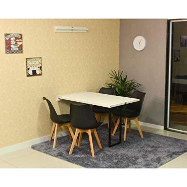 Imagem de Conjunto de Mesa Dobrável Retrátil 120 x 75 Branca + 4 Cadeiras Leda - Preta