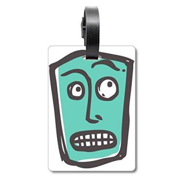 Imagem de Suprised Abstract Face Sketch Happy Suitcase Bag Etiqueta Bagagem Cartão Scutcheon Etiqueta