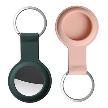 Imagem de Porta-chaves Air Tag Porta-sacos Airtag de silicone Capa protetora Airtag para Apple Air Tag Finder Rastreador de localização do porta-chaves 2 Pack Porta-chaves Airtag