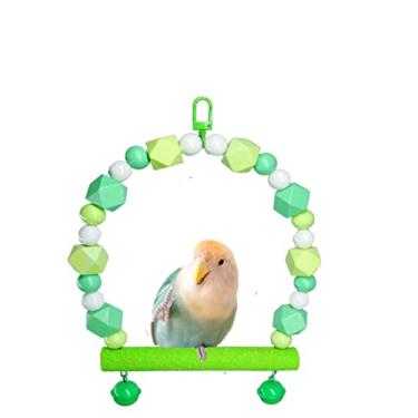 Imagem de Poleiro de balanço de pássaro de madeira para periquito (haste fosca, grande, verde)