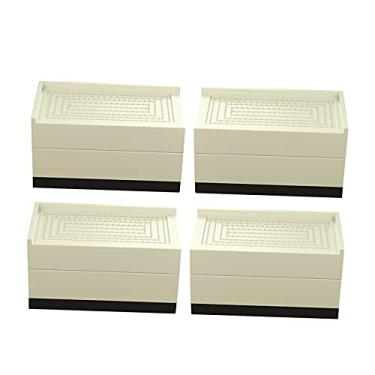 Imagem de B Blesiya Toppers para móveis de cama Pernas quadradas para móveis Dormitório Mesa e Cama (4 Peças), Grande Bege