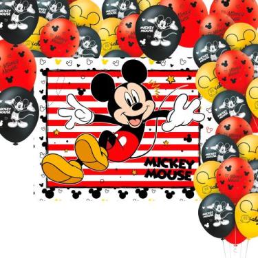 Imagem de Kit Festa Decoração Mickey Mouse Painel Gigante + 25 Bexigas - Regina