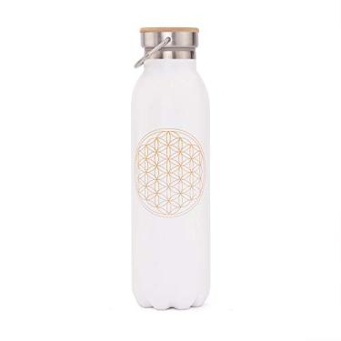 Imagem de YOGATERIA Garrafa Térmica Água Inox | Garrafa Premium 600 ml | Squeeze Anti-vazamentos | Tampa de Rosquear | Alça para Transporte | Parede Tripla | Livre de BPA Alumínio Chumbo (Branco)