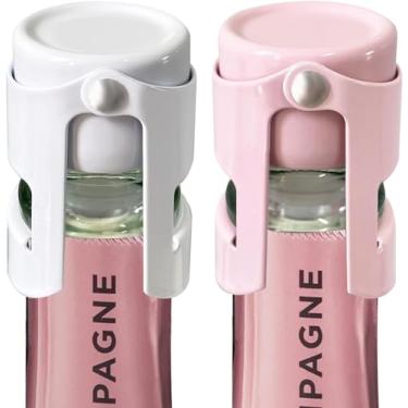 Imagem de HYZ Rolhas de champanhe - Rolha de garrafa de vinho espumante de aço inoxidável com vedação hermética de silicone puro - Economizador de vinho profissional para champanhe, prosecco e cava (1 branco 1