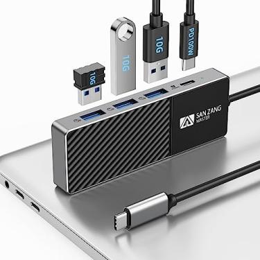 Imagem de Hub USB C, divisor USB C de 10 Gbps para laptop, extensor USB de 4 portas com entrega de energia de 100 W, adaptador multiportas USB C para hub USB, expansor de porta USB para MacBook Pro Air, HP XPS e outros dispositivos tipo C