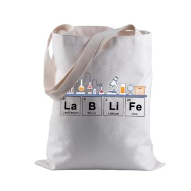 Imagem de BLUPARK Sacola de lona de técnica de laboratório, presente de microbiologia, lablife, sacola de compras para professores de química, presente, Lablife, One Size, Retrô