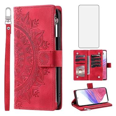 Imagem de Asuwish Capa de telefone para Samsung Galaxy A53 5G capa carteira com protetor de tela de vidro temperado e alça de pulso mandala flor flip zíper titular cartão celular A 53 G5 53A SM A536U 6,5