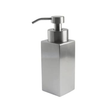 Imagem de dispenser Dispensador de sabão clássico, bomba de sabão com bomba de metal, formas diferentes, dispensador de loção de aço inoxidável premium recarregável garrafa(400ml/13.5oz)