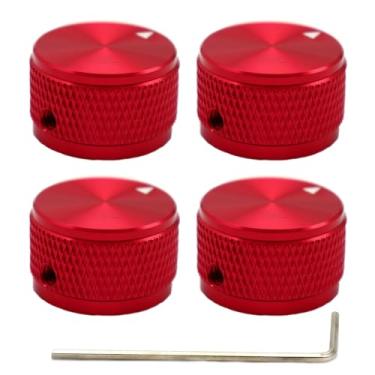 Imagem de Samherome Botão de controle de potenciômetro de liga de alumínio, botão de volume de metal universal para guitarra/baixo/teclado/AMPS/pré-amplificadores/equipamentos de áudio, botão de baixo de 6 mm