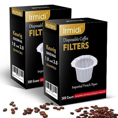 Imagem de Irmidi 600 filtros de café descartáveis de papel, compatíveis com cafeteiras Keurig 1.0 e 2.0 de dose única