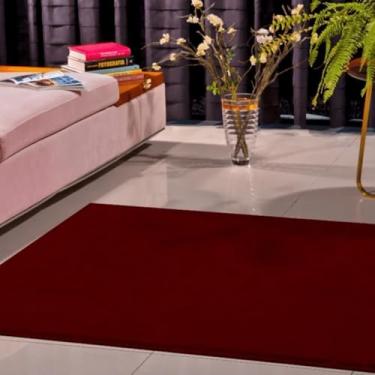 Imagem de Tapete Quadrado 1,00 X 1,00 Vinho Rubi Classic Toque Macio Sala Quarto Não Escorrega Oasis