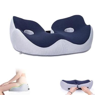 Imagem de YYGJYGOO Almofada ortopédica de espuma viscoelástica para cóccix, almofada de assento para cadeira de escritório, almofada de assento de espuma viscoelástica Hilipert para sentar durante muito tempo