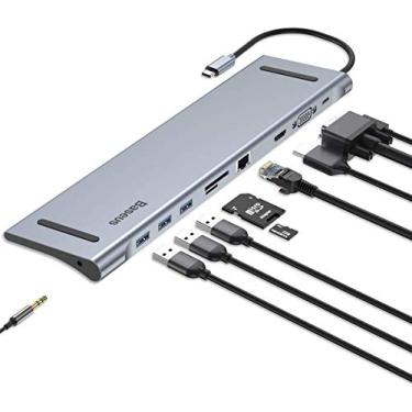 Imagem de Super HUB para Macbook Suporte Type-C 10 em 1 4K HDMI 1000Mbps LAN SD TF PD VGA 3x USB 3.0 Audio Docking, Baseus, CATSX-F0G, Prata