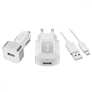 Imagem de Carregador Elgin Usb Tomada + Veicular + Cabo