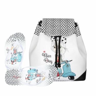 Imagem de Kit Infantil Bolsa Juvenil Feminino Mochila Chinelo Menina Moto Magicc